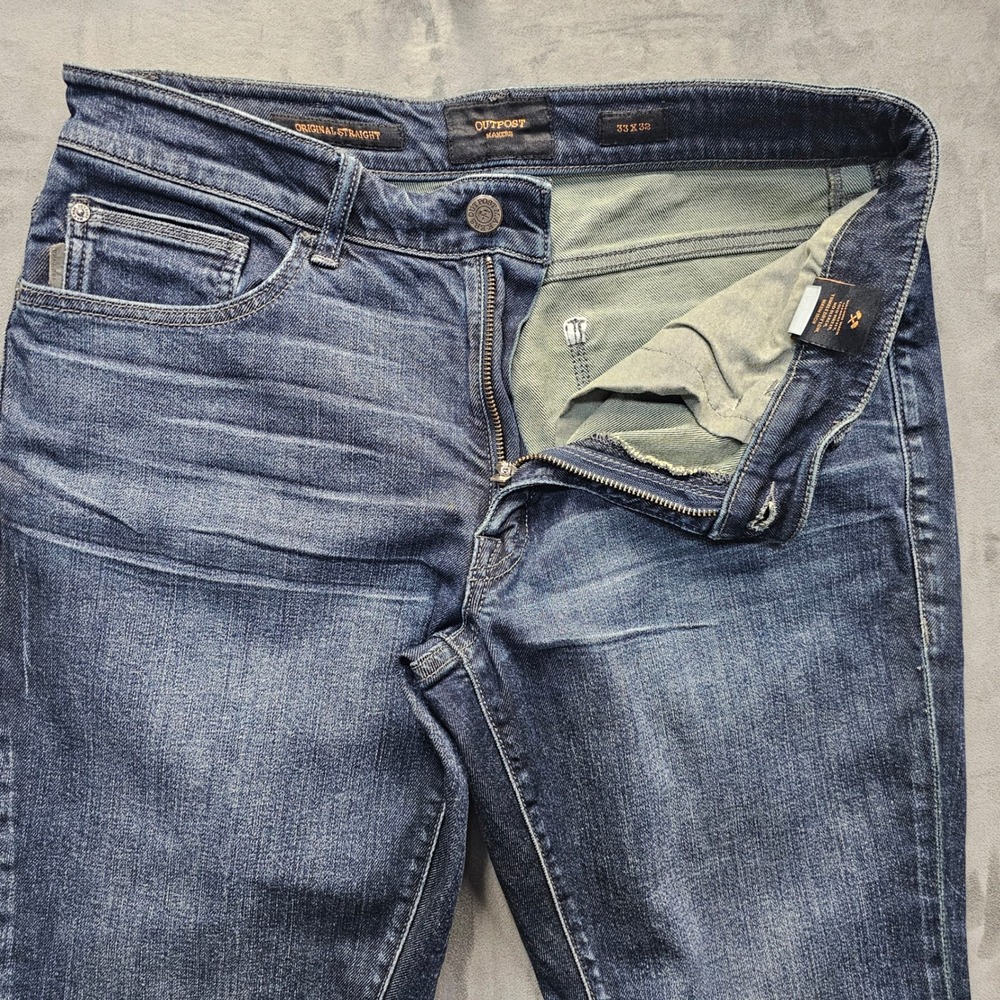 Outpost Makers Original Straight Jeans Dark Wash Blue 33x32 0A0S594